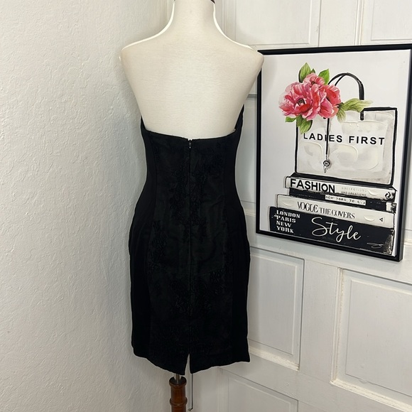 Marchesa Notte Black Lace Strapless Mini Dress Size 10 - Picture 7 of 8